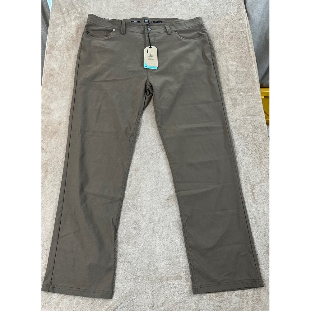 PrAna Brion Slim-Fit Pants Mens Size 42x32‎ Beige stretch Comfy Hiking NEW